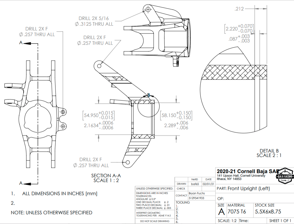 Fig 12 - CAD Drawing of Front Upright (Left)